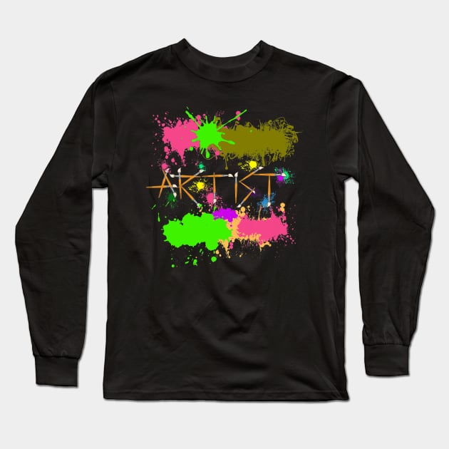 Artist Painters Funny Splatter Paint Graffiti Costume Long Sleeve T-Shirt by HaroldKeller